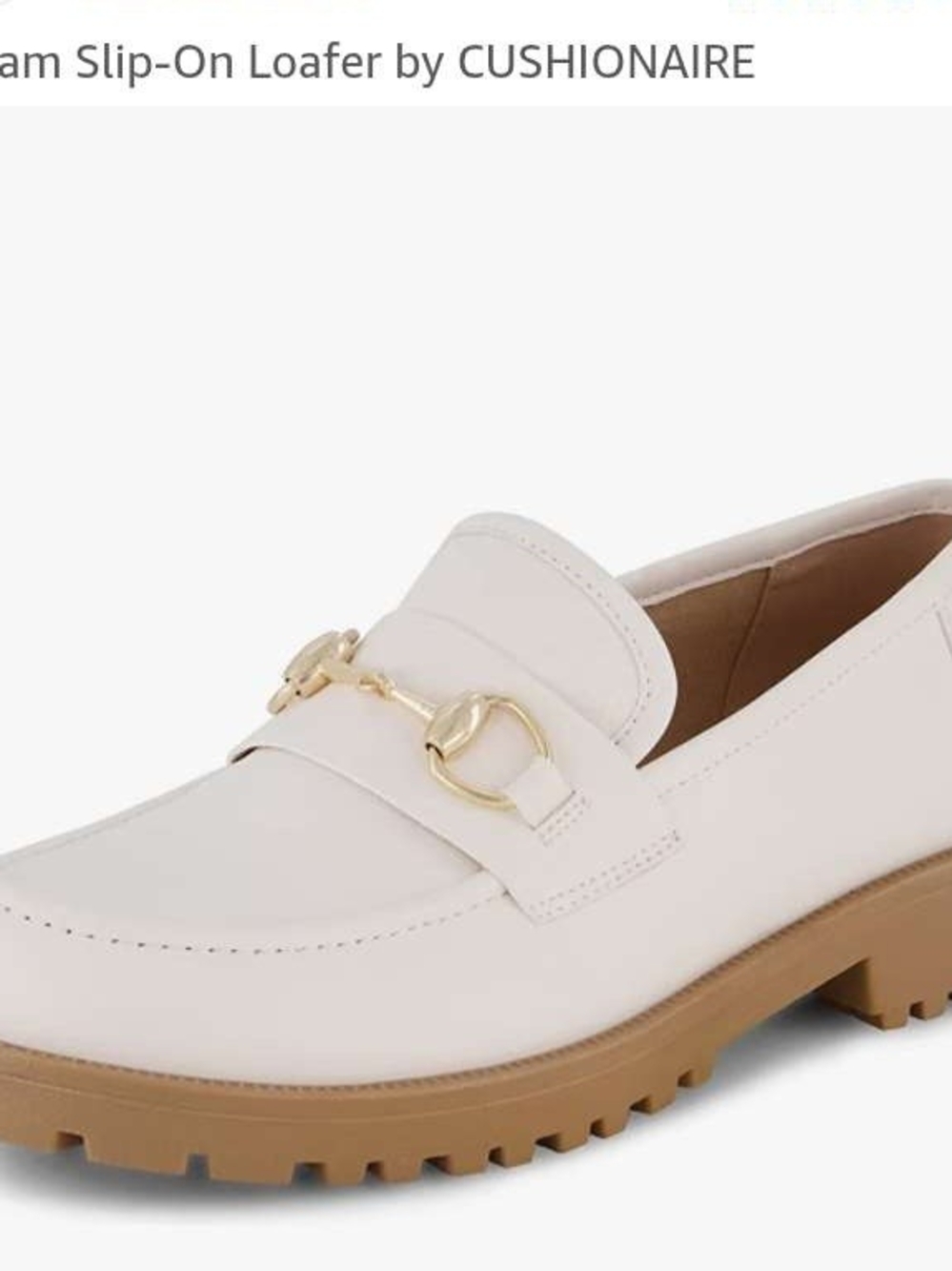 Cushionaire Cream Slip-On Loafer with Gold Bit 8.5